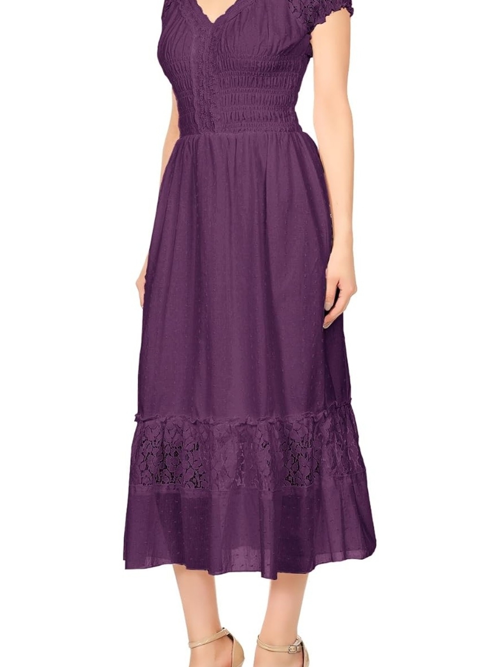 Anna-Kaci Women's Purple Maxi Peasant Boho Dress - XL